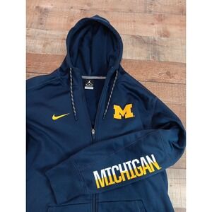 Nike Blue Michigan Wolverines Football Performance Hoodie Sweatshirt Men's XL